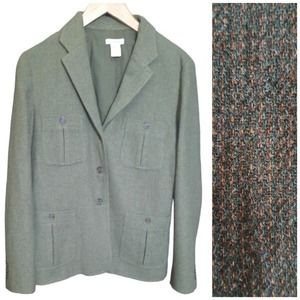 Sundance Womens Green Gold Fleck Wool Blazer Size 12